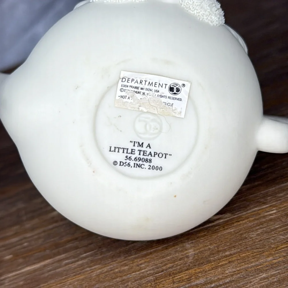 Dept 56 I’m A Little Teapot Bisque Porcelain Hinged Snowbaby Cherub Trinket Box